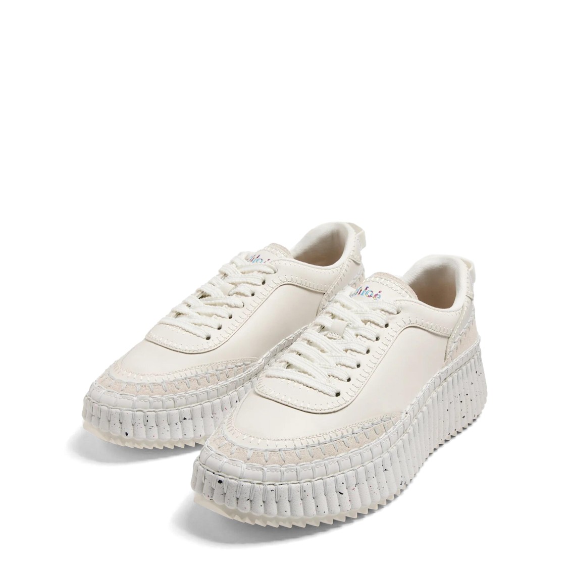 Chloé Nama Embroidered Suede And Recycled Mesh Sneakers In White