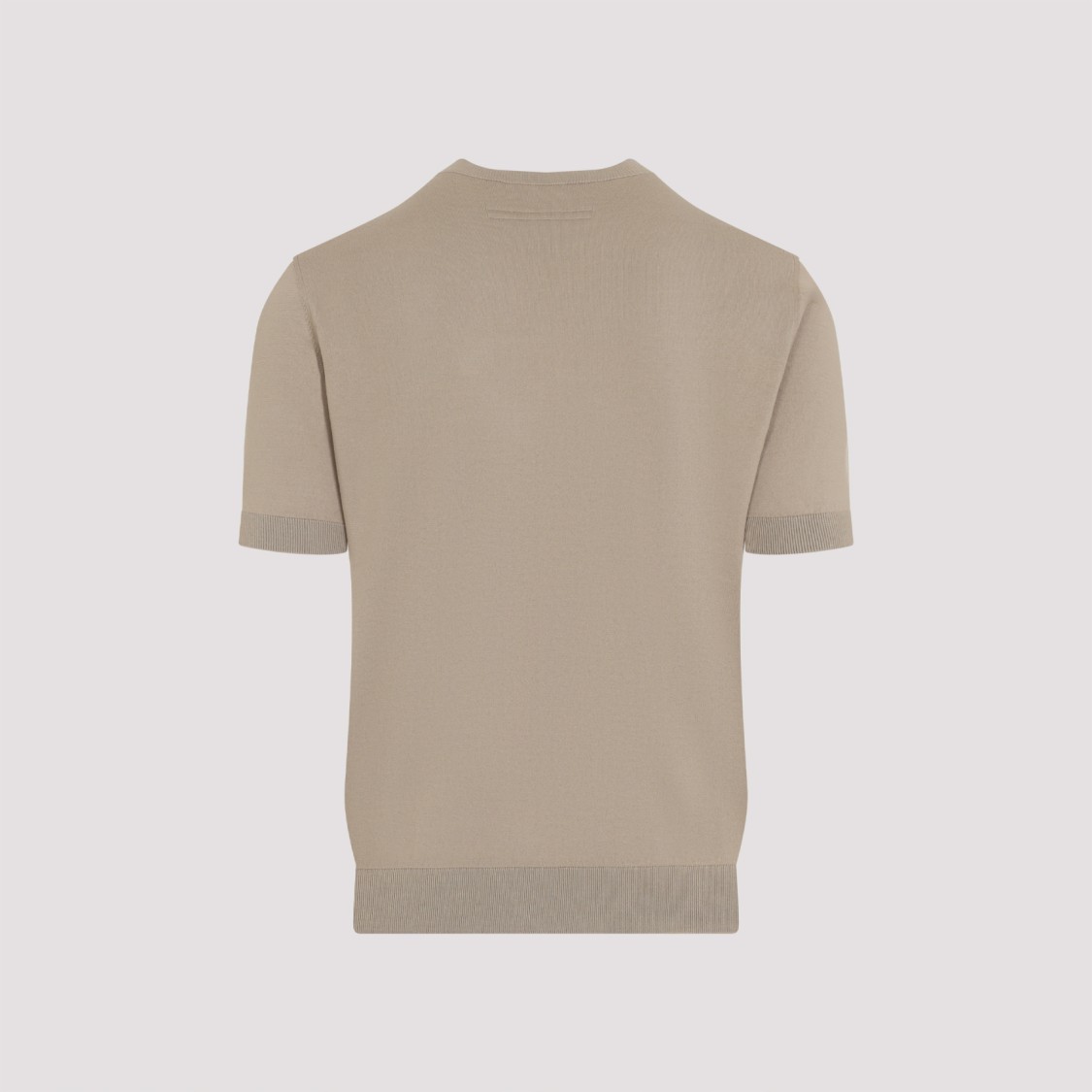 ZEGNA ZEGNA NUDE COTTON SWEATER WITH CLASSIC CREW NECKLINE AND RIBBED DETAILING