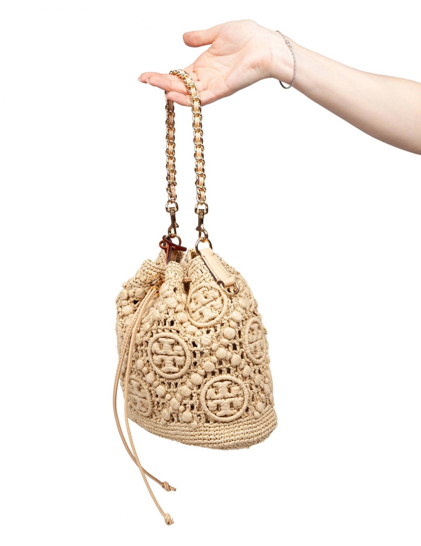 Tory Burch Monogram T Raffia Bag Natural Color