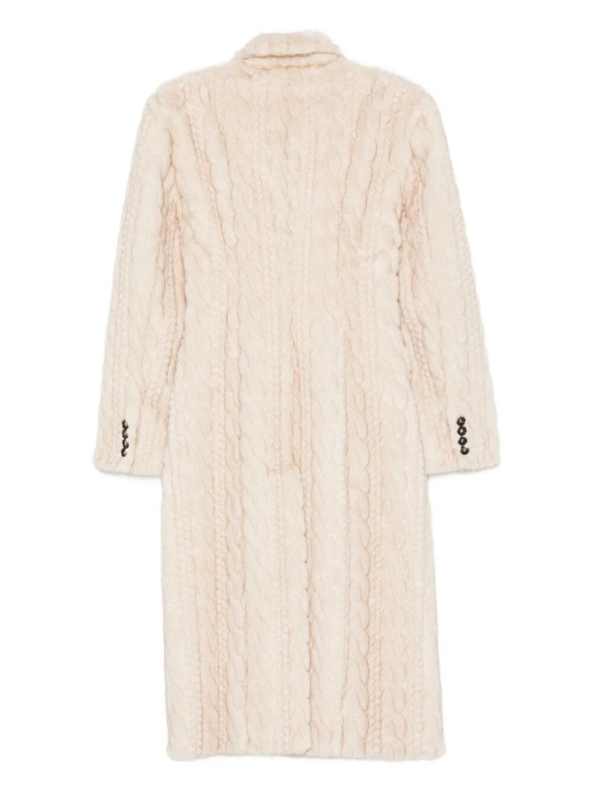 Giuseppe Di Morabito Textured Cable-knit Double-breasted Coat In Neutral