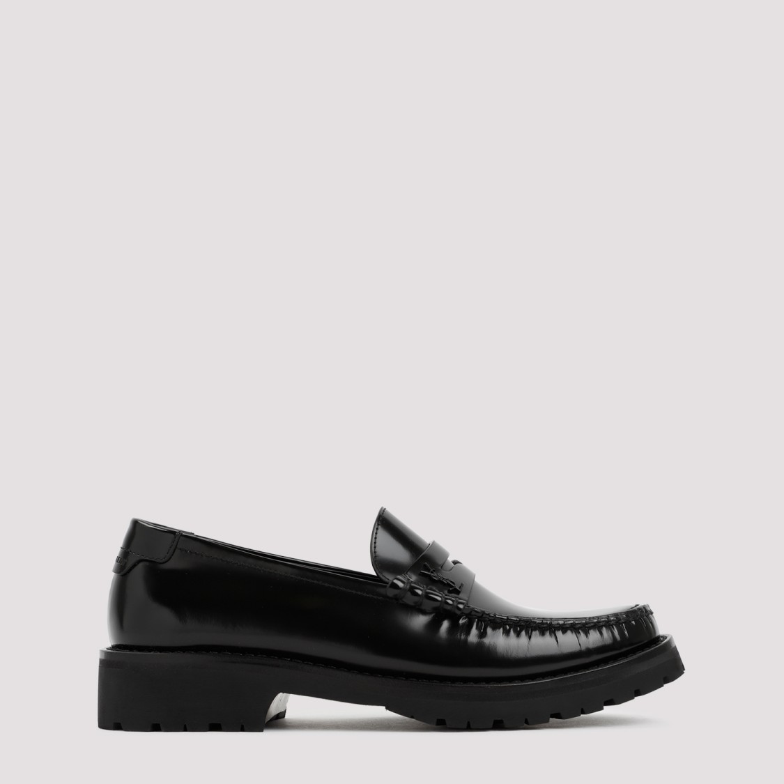 Saint Laurent Black Leather Loafers In Black
