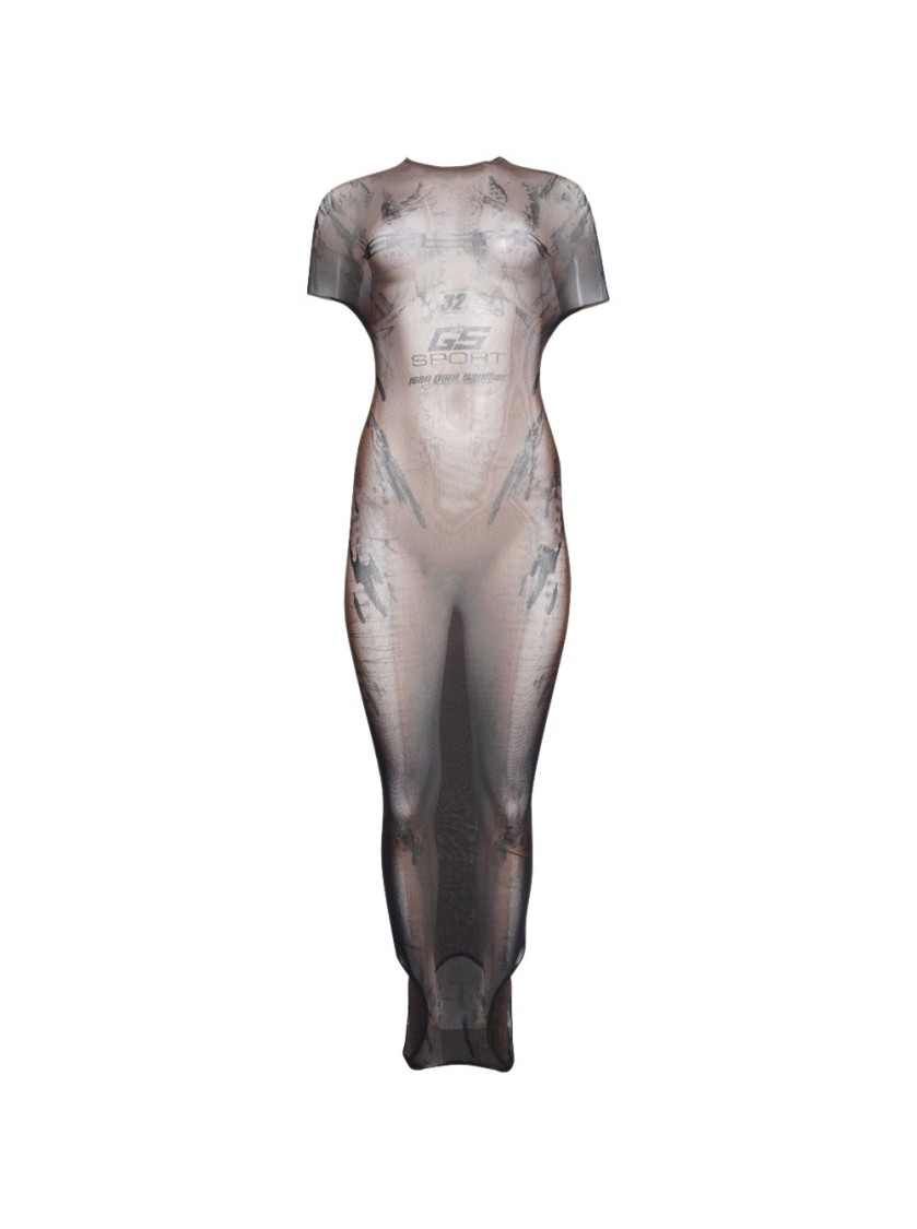 Jean Paul Gaultier X Shayne Oliver Mesh Double Side Dress In Neutrals