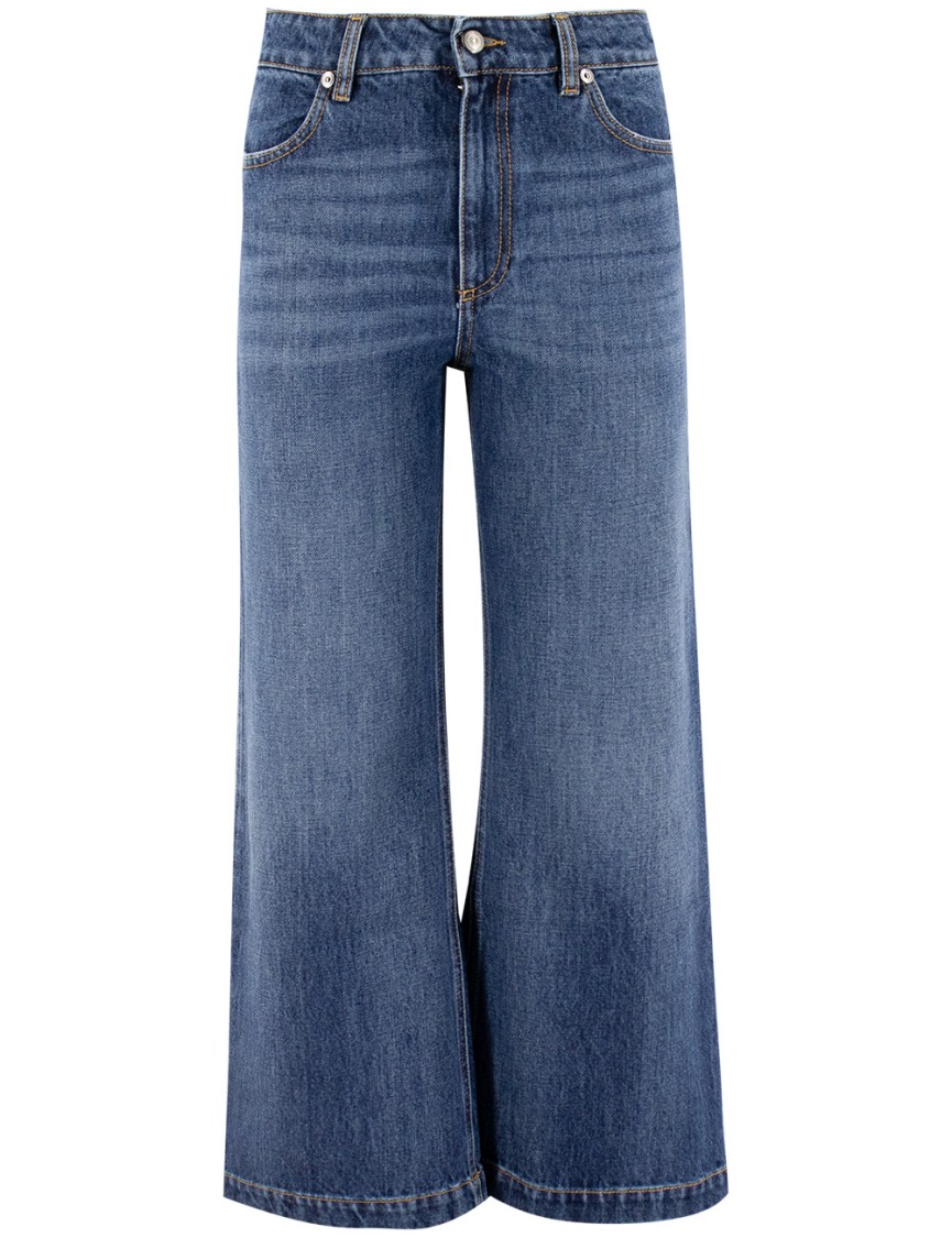 Antonelli Wide-leg Blue Jeans With Subtle Fade In Blue