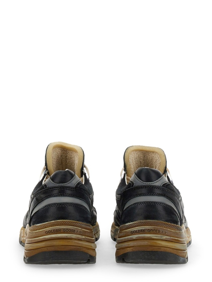 Golden Goose Running Dad Net And Nappa Upper Suede Star Shoes In Black