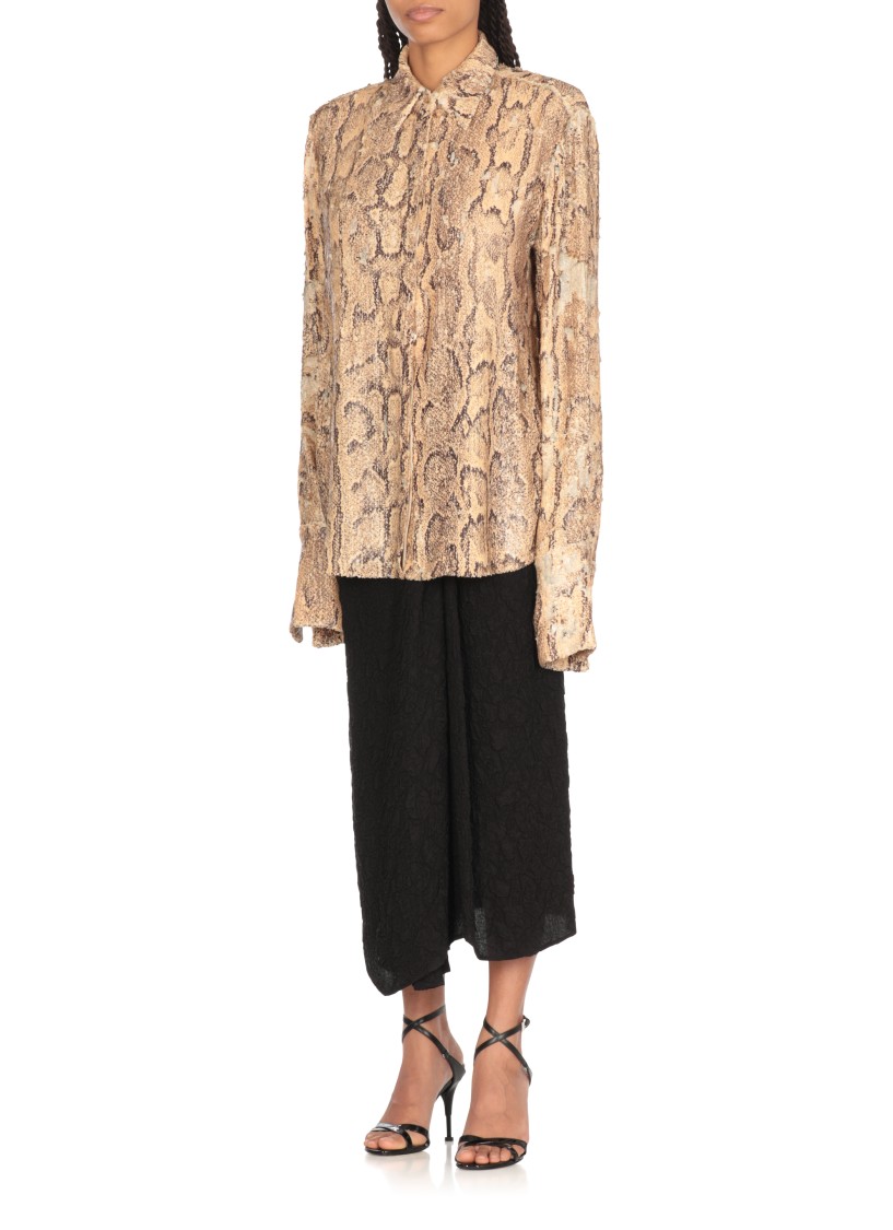 Shop Dries Van Noten Beige Sequin-embellished Shirt