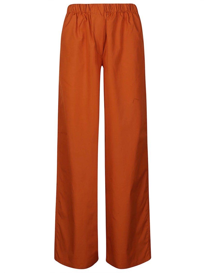 Max Mara Wide-leg Palazzo Pants With Embroidered Logo