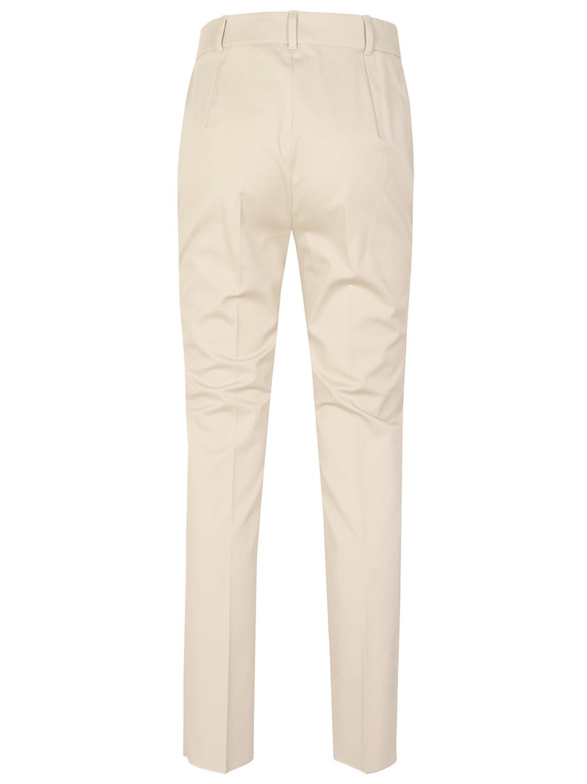 Max Mara Tailored Cotton Straight-leg Trousers With Clean Lines In Brown