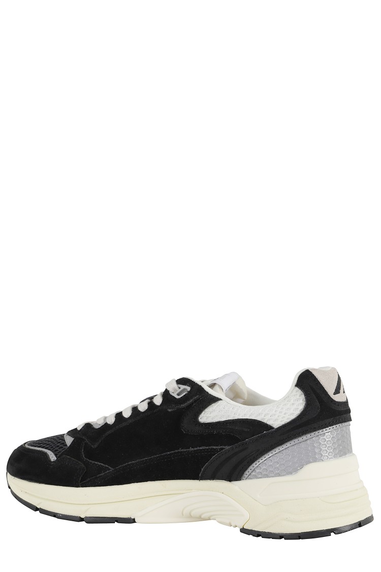 Autry Hyperway Black Low Top Sneakers With Logo Patch On Tongue And Side In Tech Fabric Man In Black