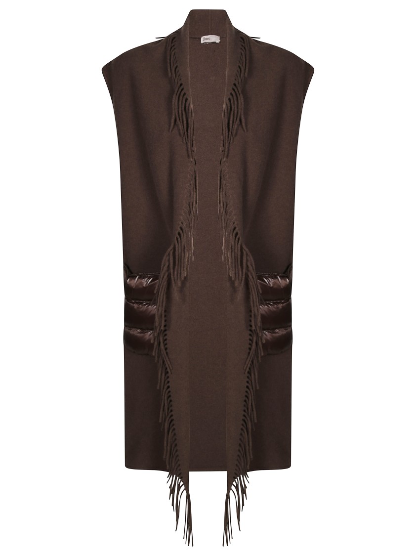 ブルゾン Herno Fringe-Accented Wool Gilet With Nylon Pockets Herno Fringe-accented Wool Gilet With Nylon Pockets In Brown