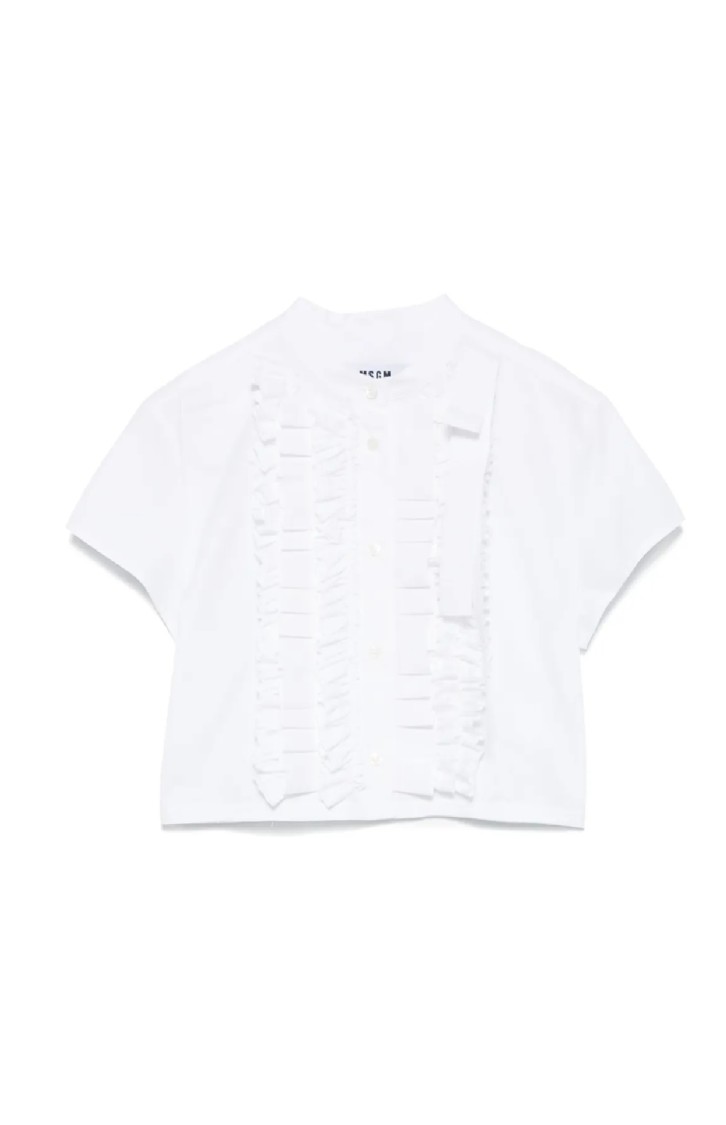 Msgm Cropped Button-up Shirt In White