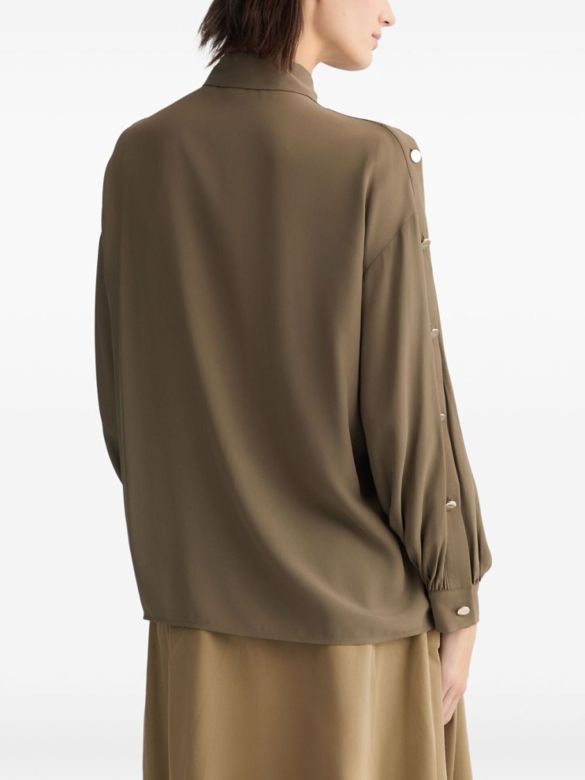 Liu •jo Liu Jo Green Shirt With Classic Collar In Brown