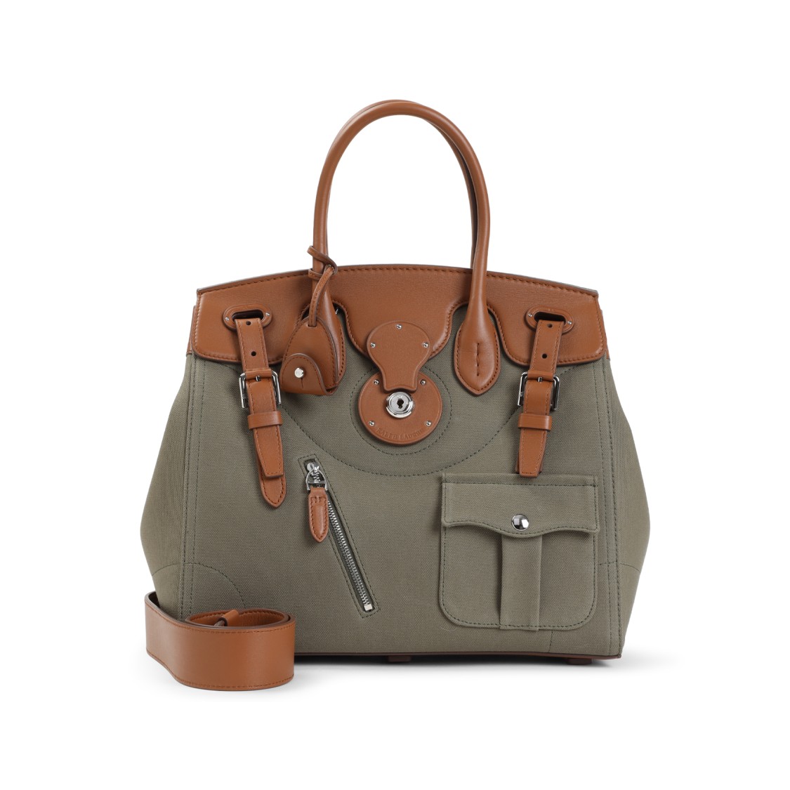 Polo Ralph Lauren Dusty Sage Green Cotton Ricky 33 Canvas Handbag