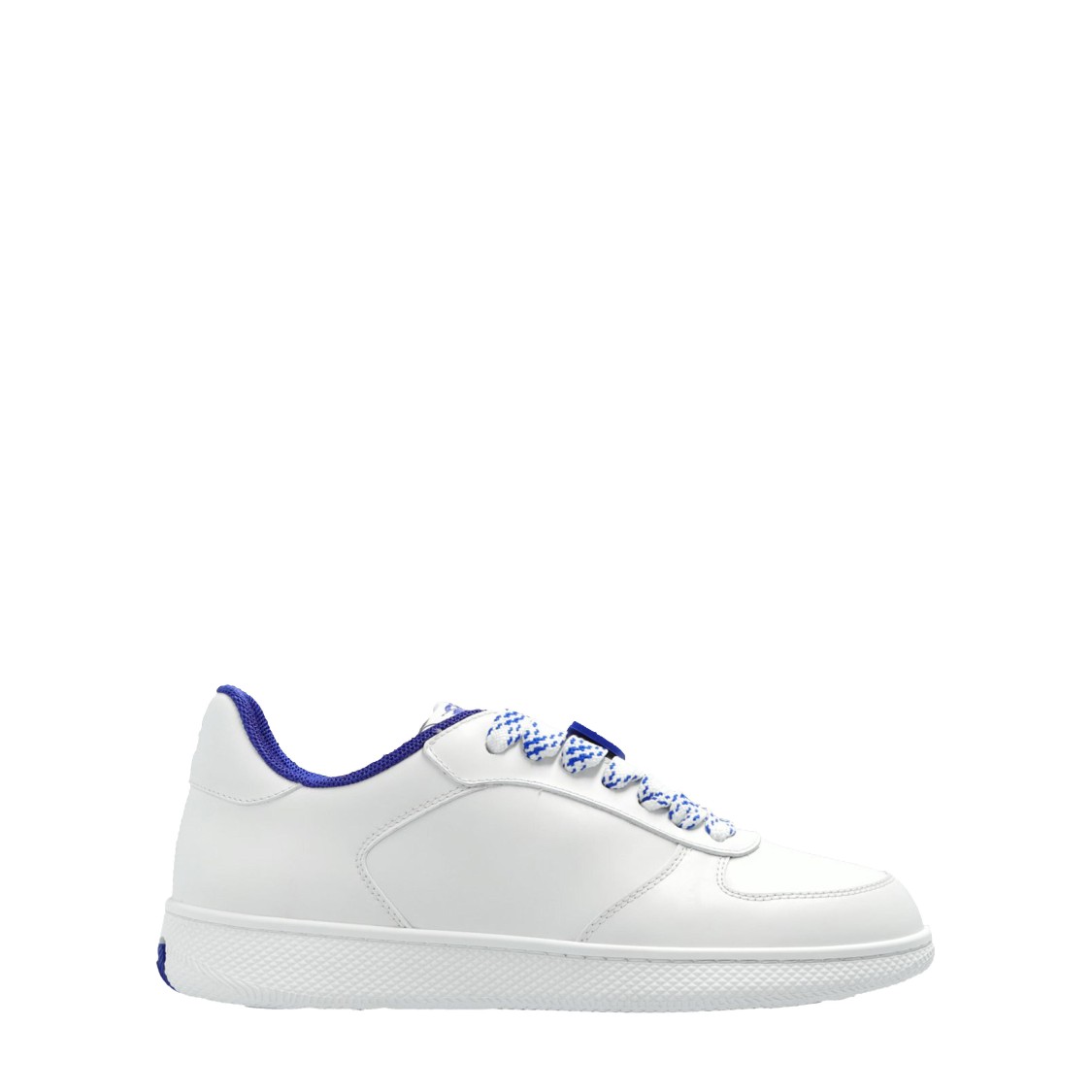 Burberry Calf Leather Sneakers With Contrasting Sole And Woven Laces In White