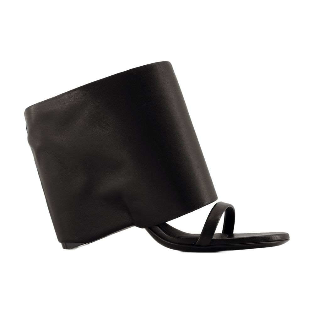 Shop Courrèges Structured Calfskin Ankle-wrap Sandals By In Black