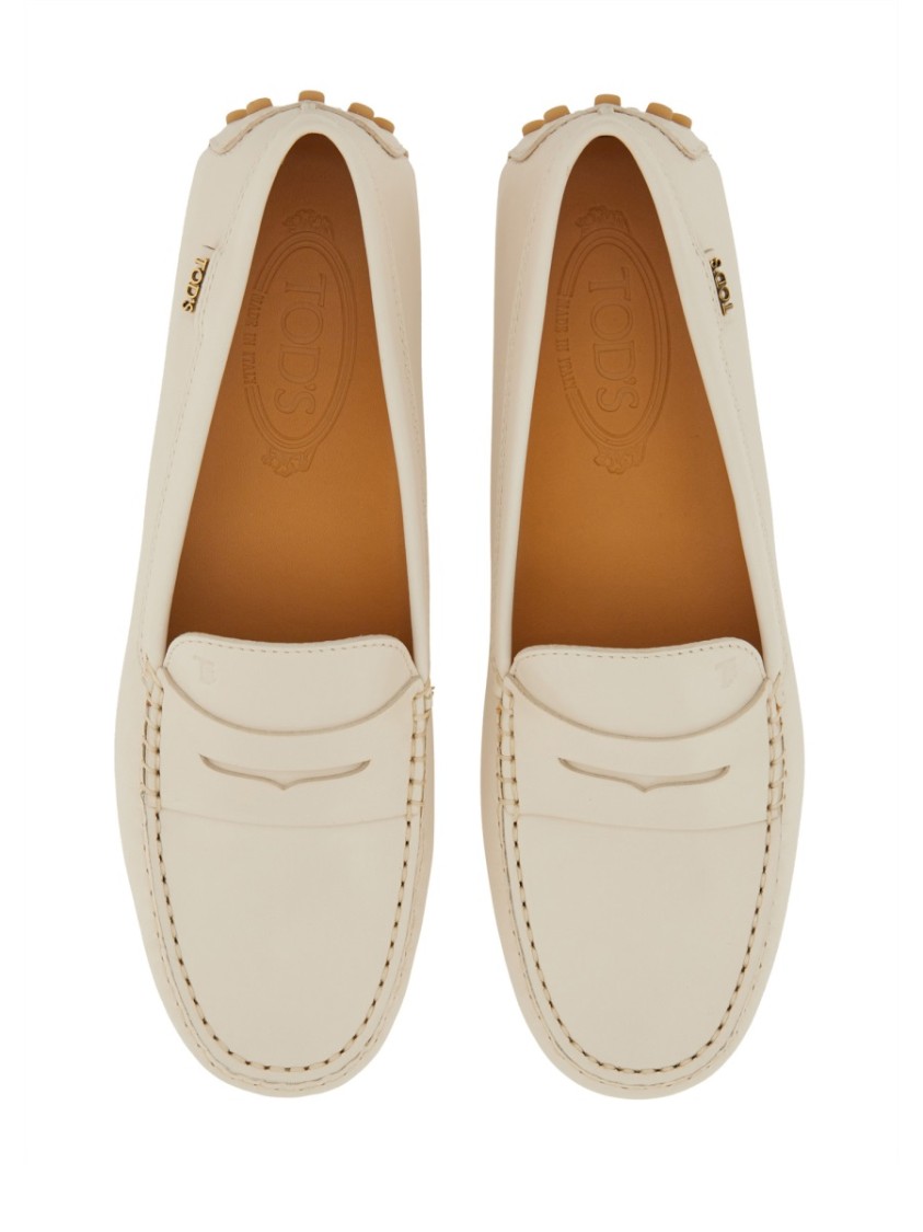 Tod's Leather Moccasin Rubber In Grey