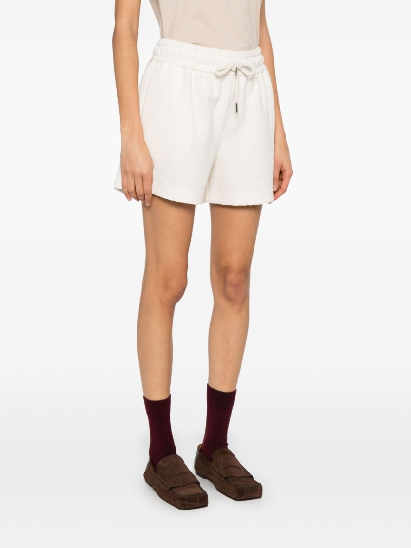Moncler Relaxed-fit White Shorts With Elastic Waistband In Neutral