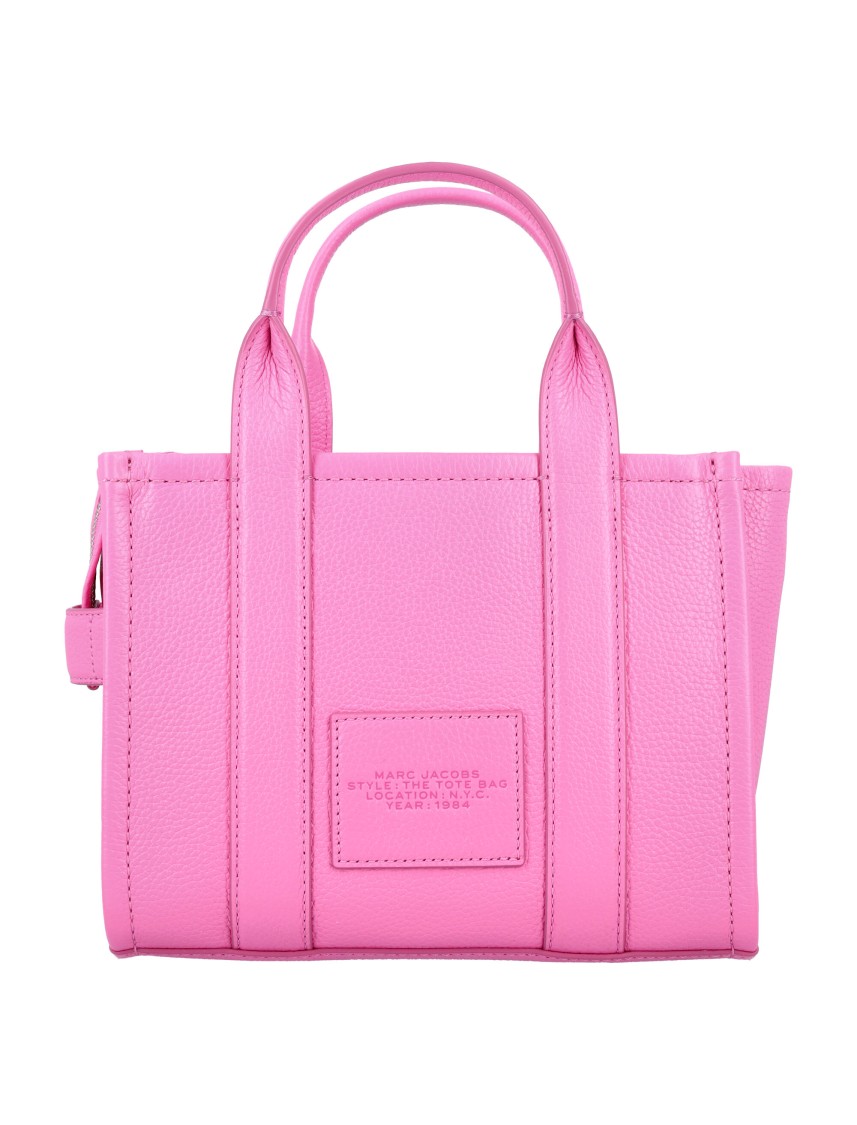Marc Jacobs Mini Tote In Soft Cow Leather With Bold Lettering In Pink