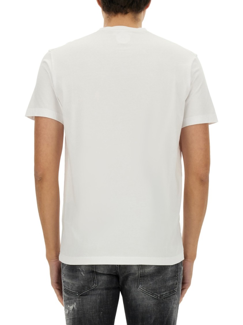 Dsquared2 White T-shirt With Logo Print On The Front In Cotton Man In White