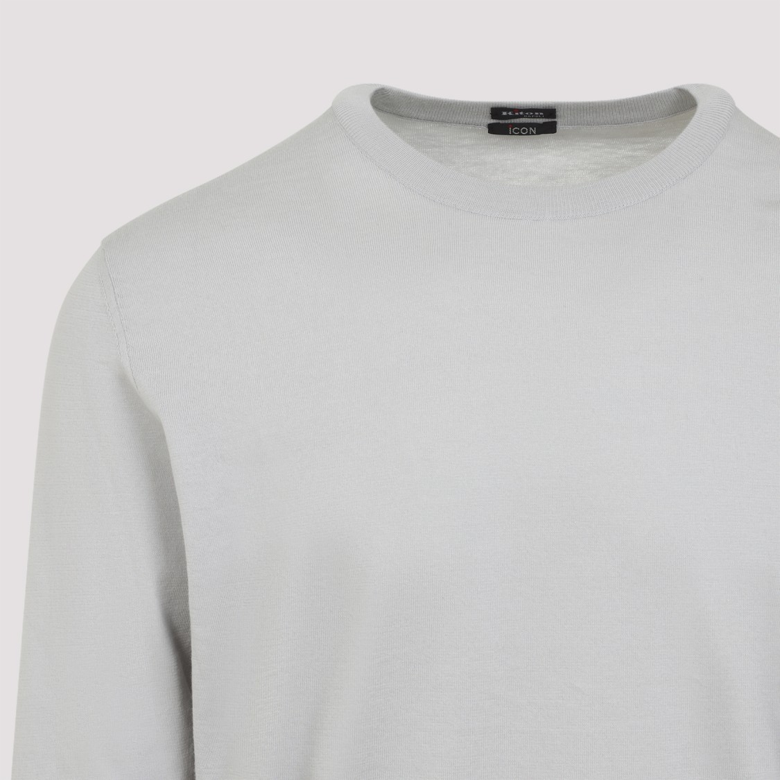 Shop Kiton Relaxed Fit Crew Neck Sweater In Soft White Cotton In Grey