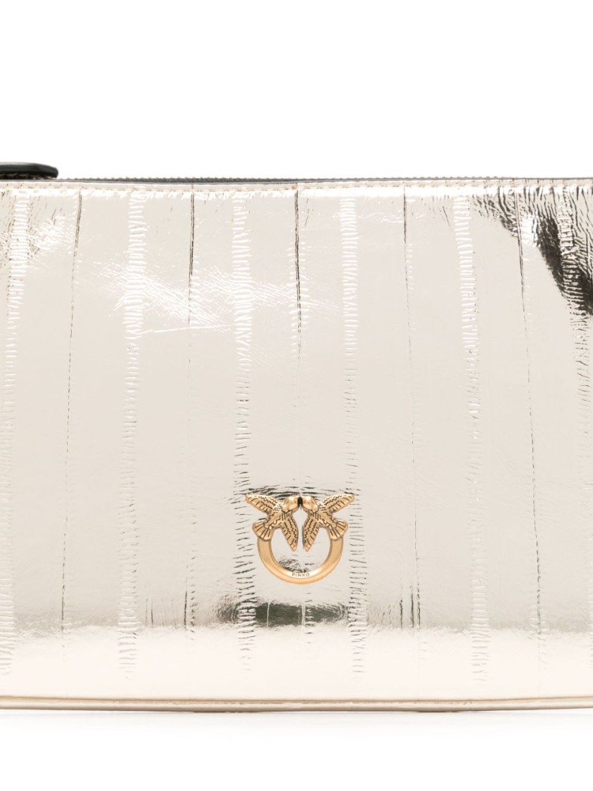 Shop Pinko Metallic Finish Wallet With Textured Surface