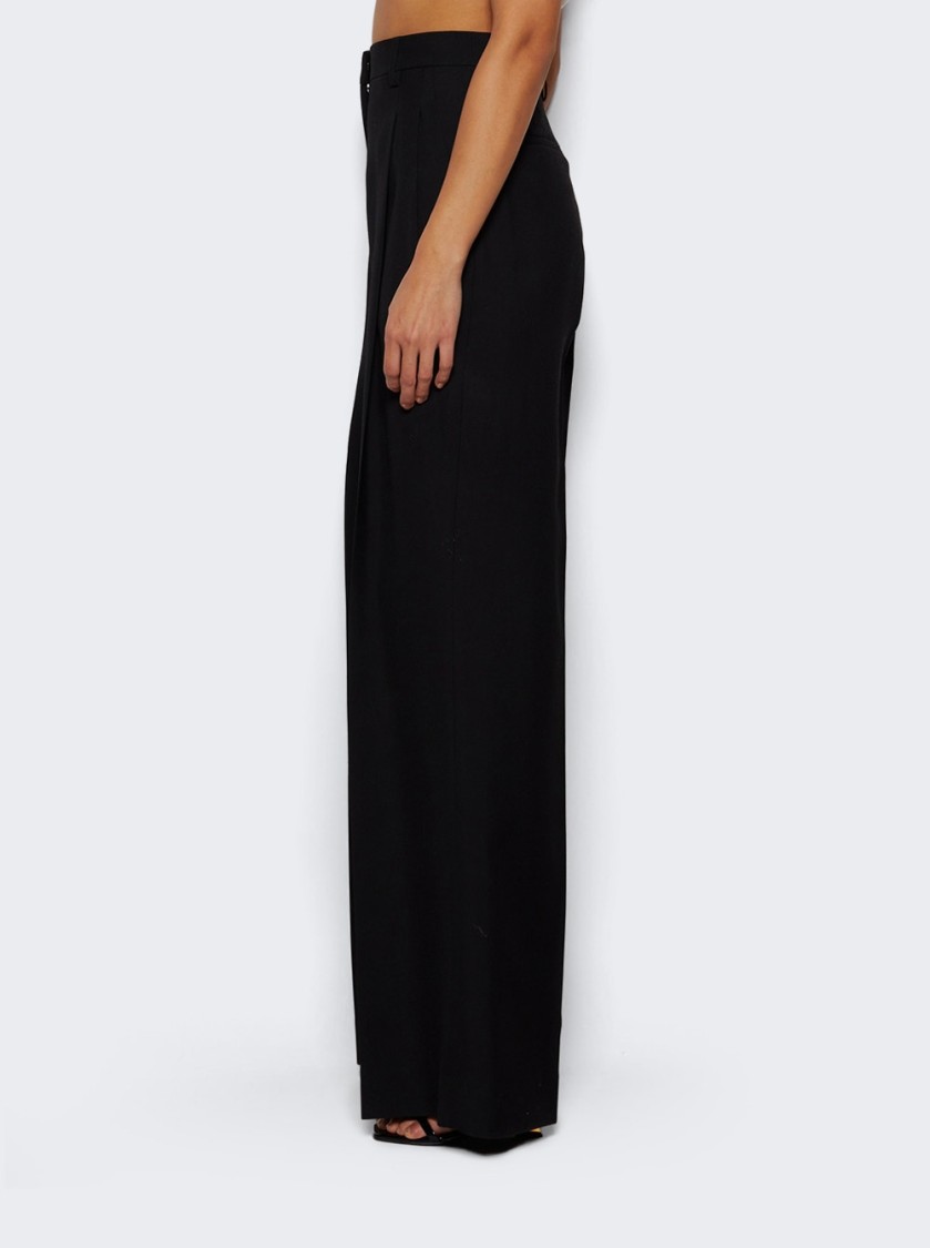 Burberry Double Pleat Wide Leg Wool Trousers