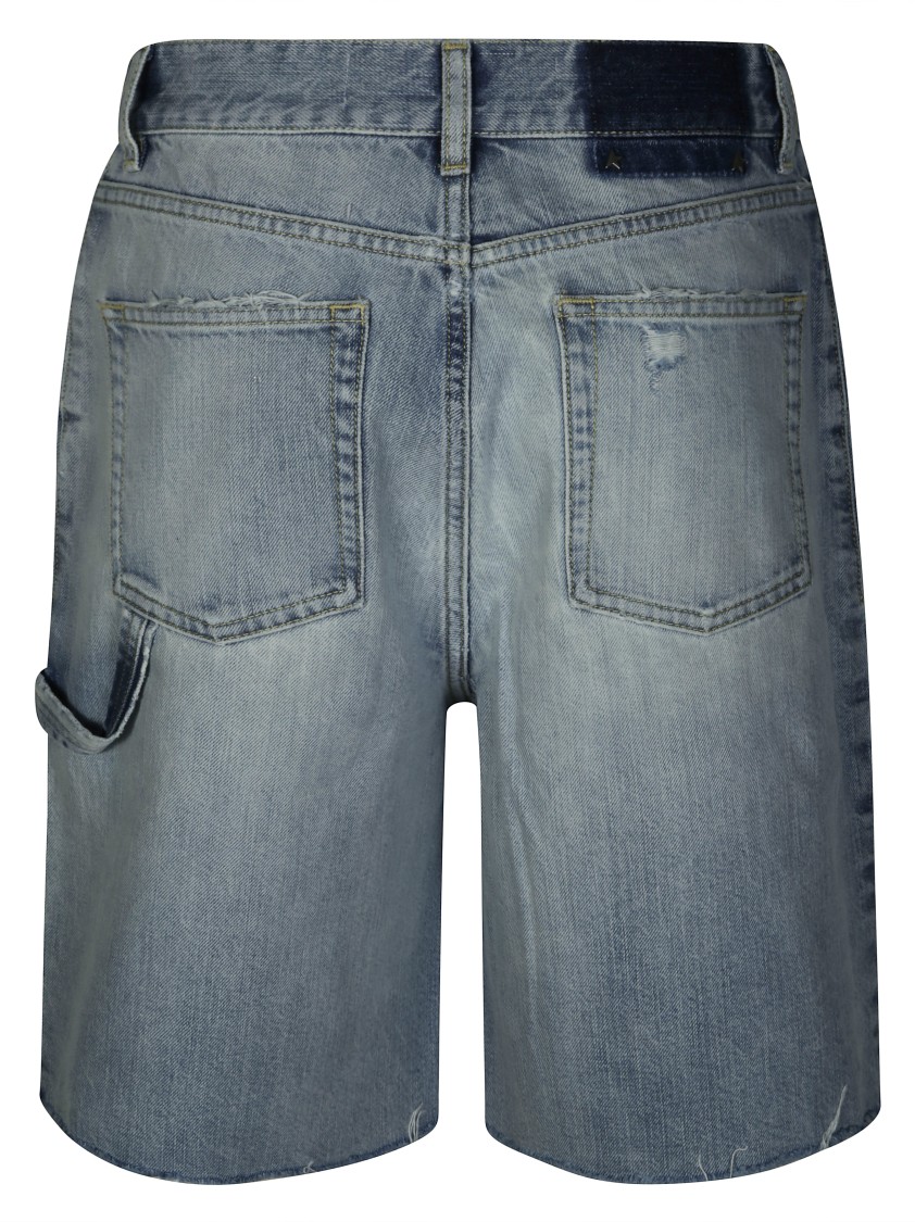 Golden Goose Destoyed Bleached Denim Short Pant In Gray
