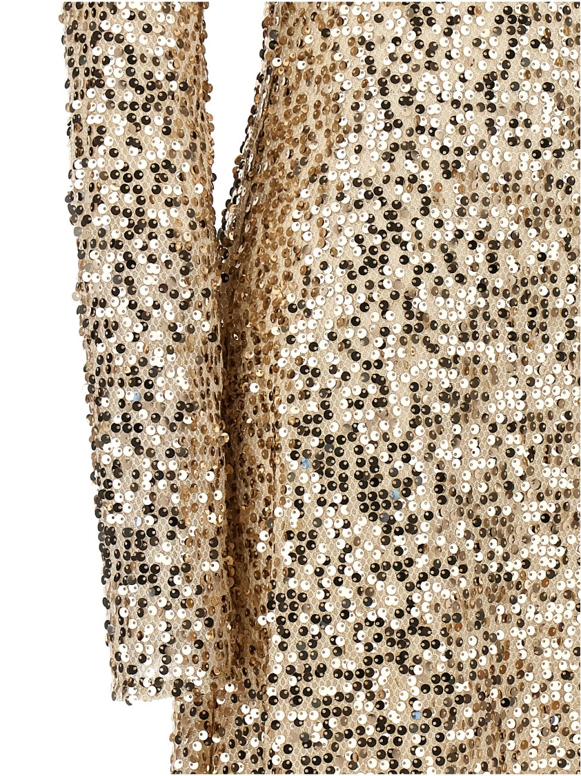 Rotate Birger Christensen Net Sequins Midi Dresses Gold In Metallic