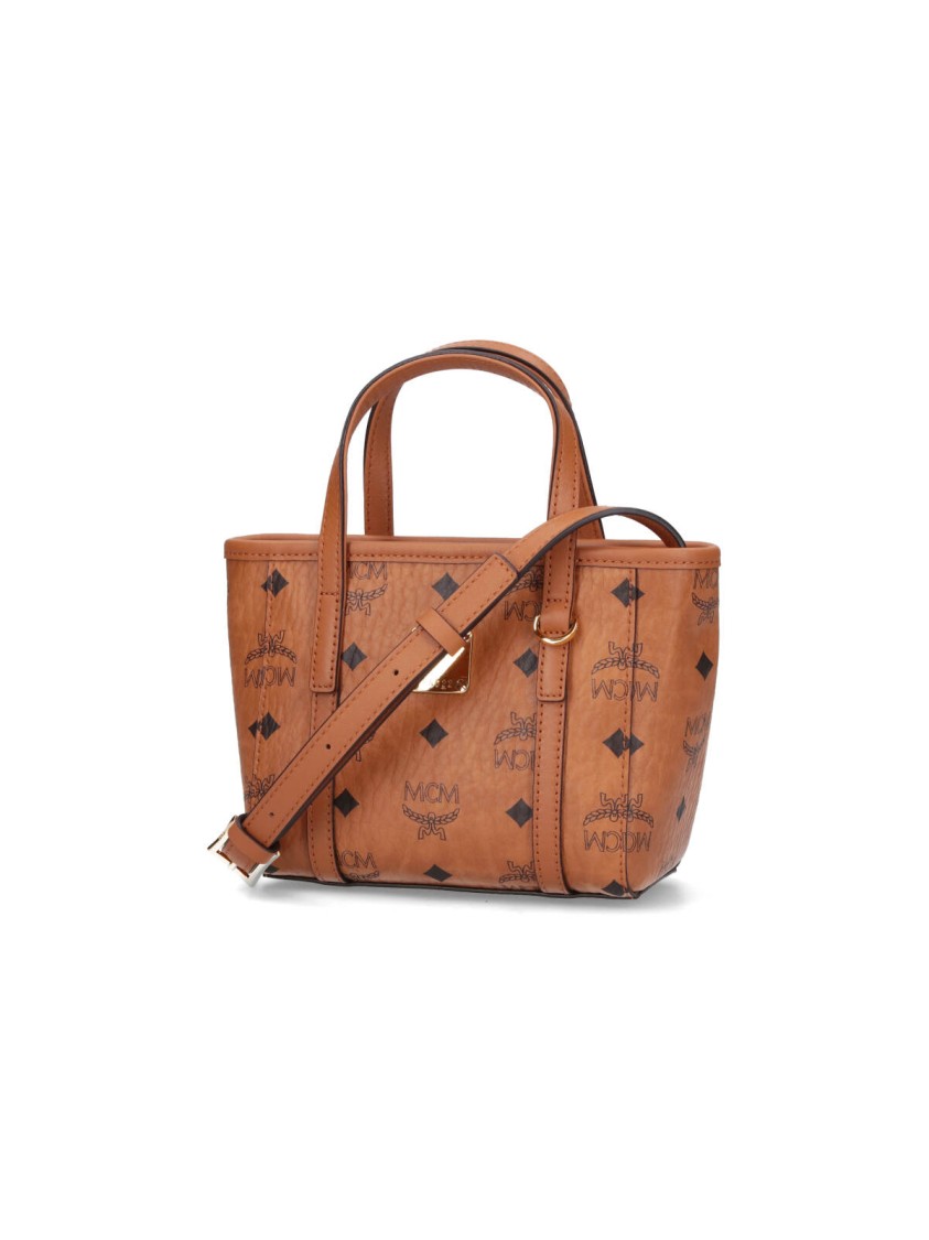 Mcm Mini Tote Bag With Zip Closure In Brown