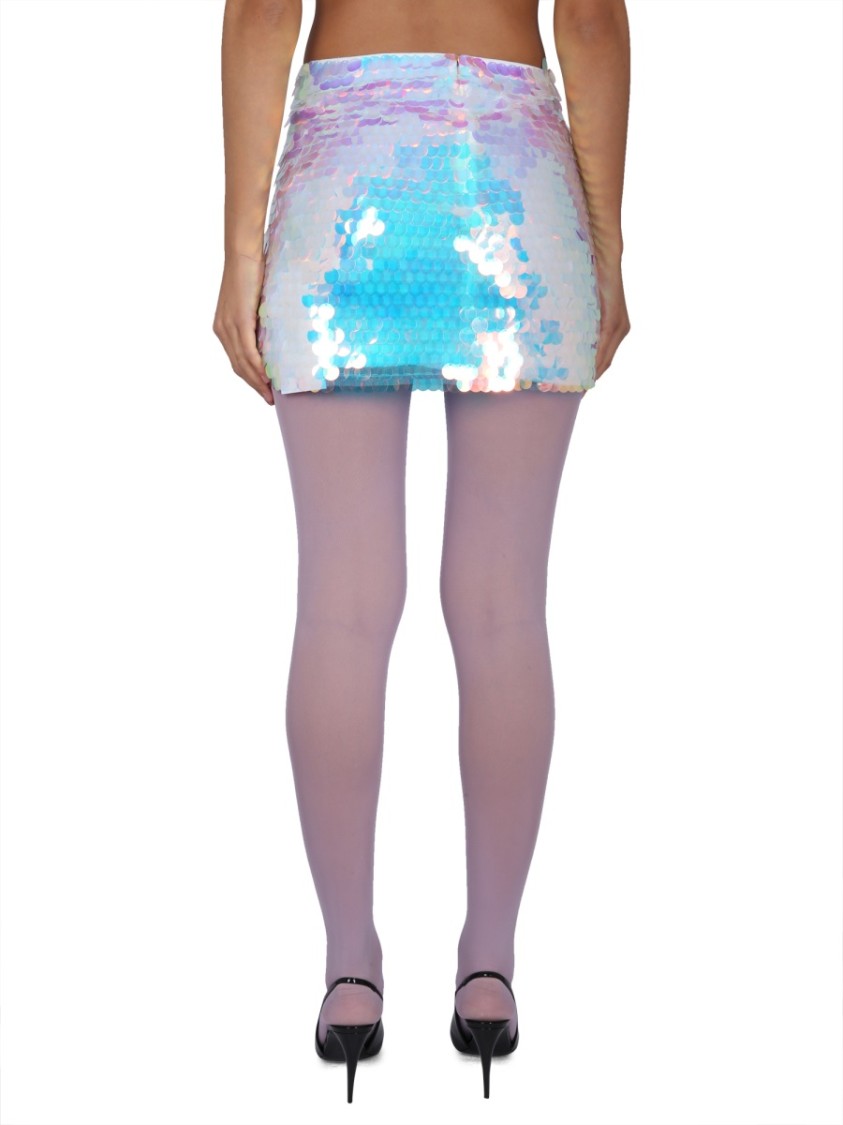 Nina Ricci Shimmering Sequin High Waist Mini Skirt In Grey