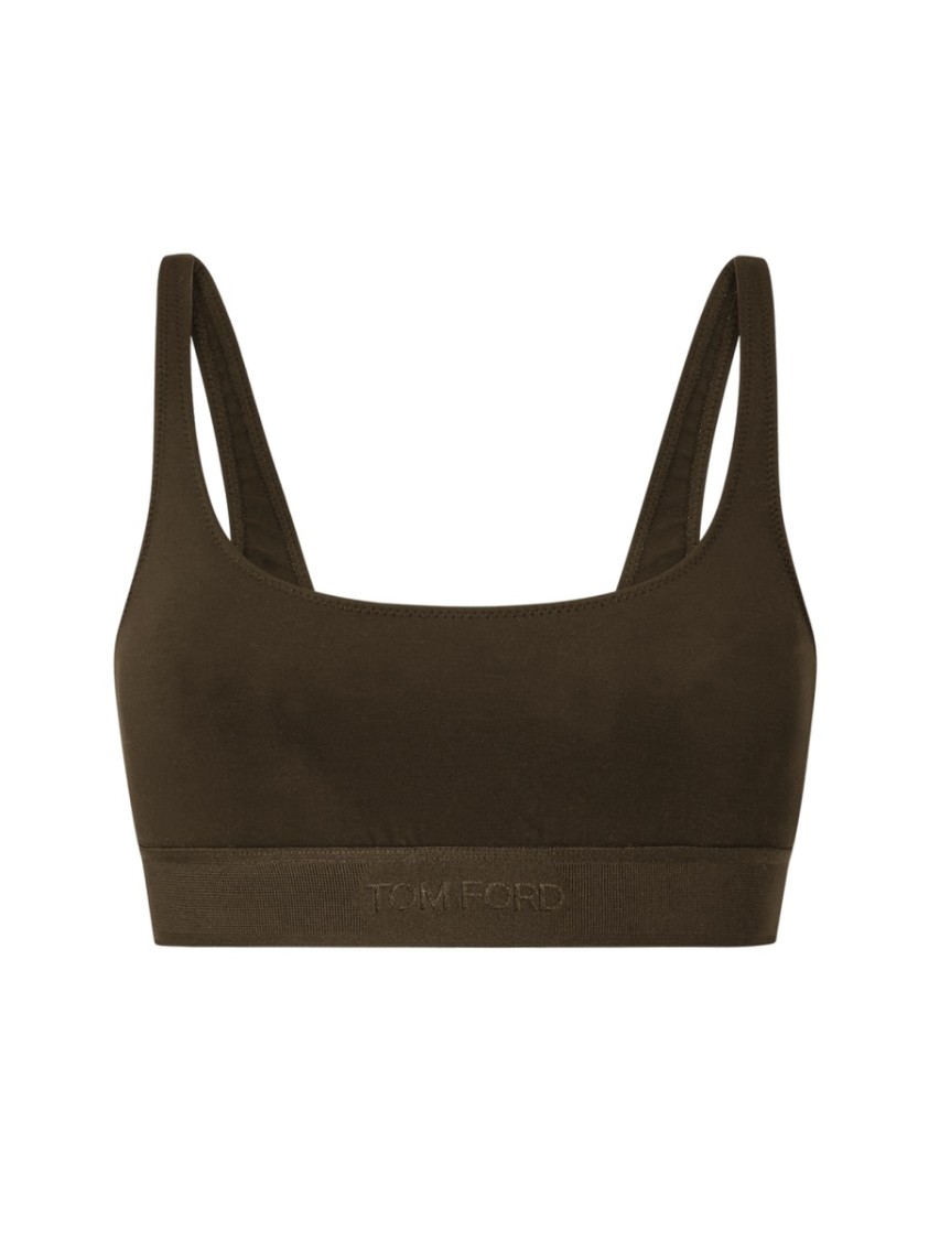 Tom Ford Signature Bralette With Adjustable Straps And Elastic Band In Brown