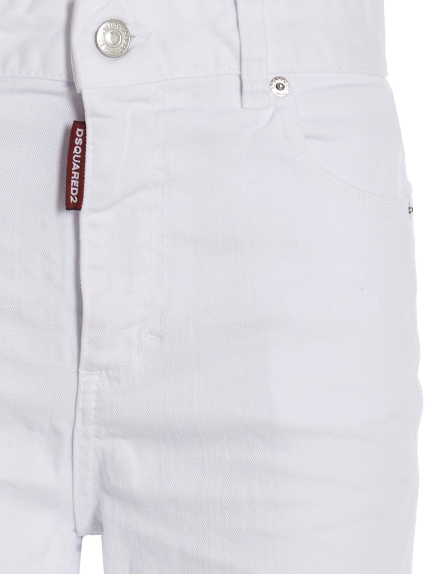 Dsquared2 'wide Leg Cropped' Jeans In White