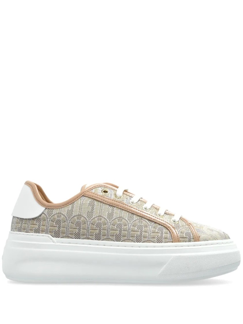 Furla Beige Textured Nuage Sneakers In White