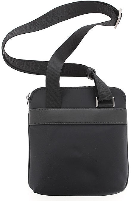 Emporio Armani Black Polyamide Small Flat Messenger Bag