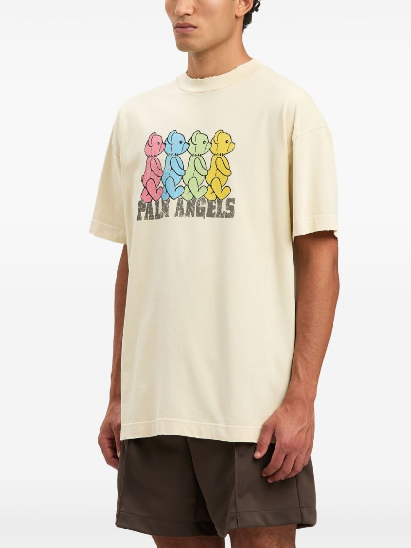 Shop Palm Angels Ivory Playful Teddy Bear Graphic Oversized T-shirt In Neutrals