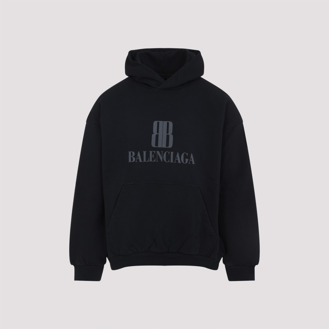 Balenciaga Black Hoodie With Fixed Hood And Logo Lettering On The Front In Cotton Man