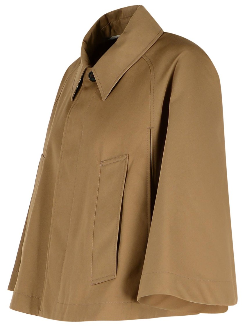 Shop Burberry Beige Polyester Blend Cape In Brown