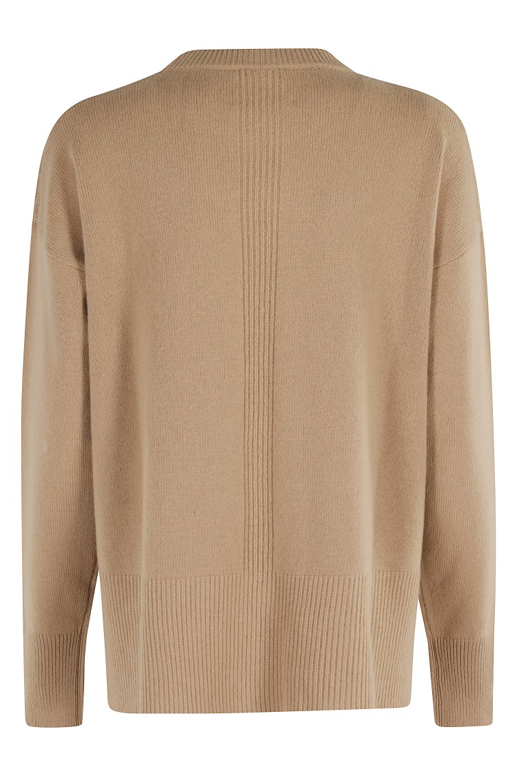 Roberto Collina Crew Neck Sweater With Side Slitscollina In Brown