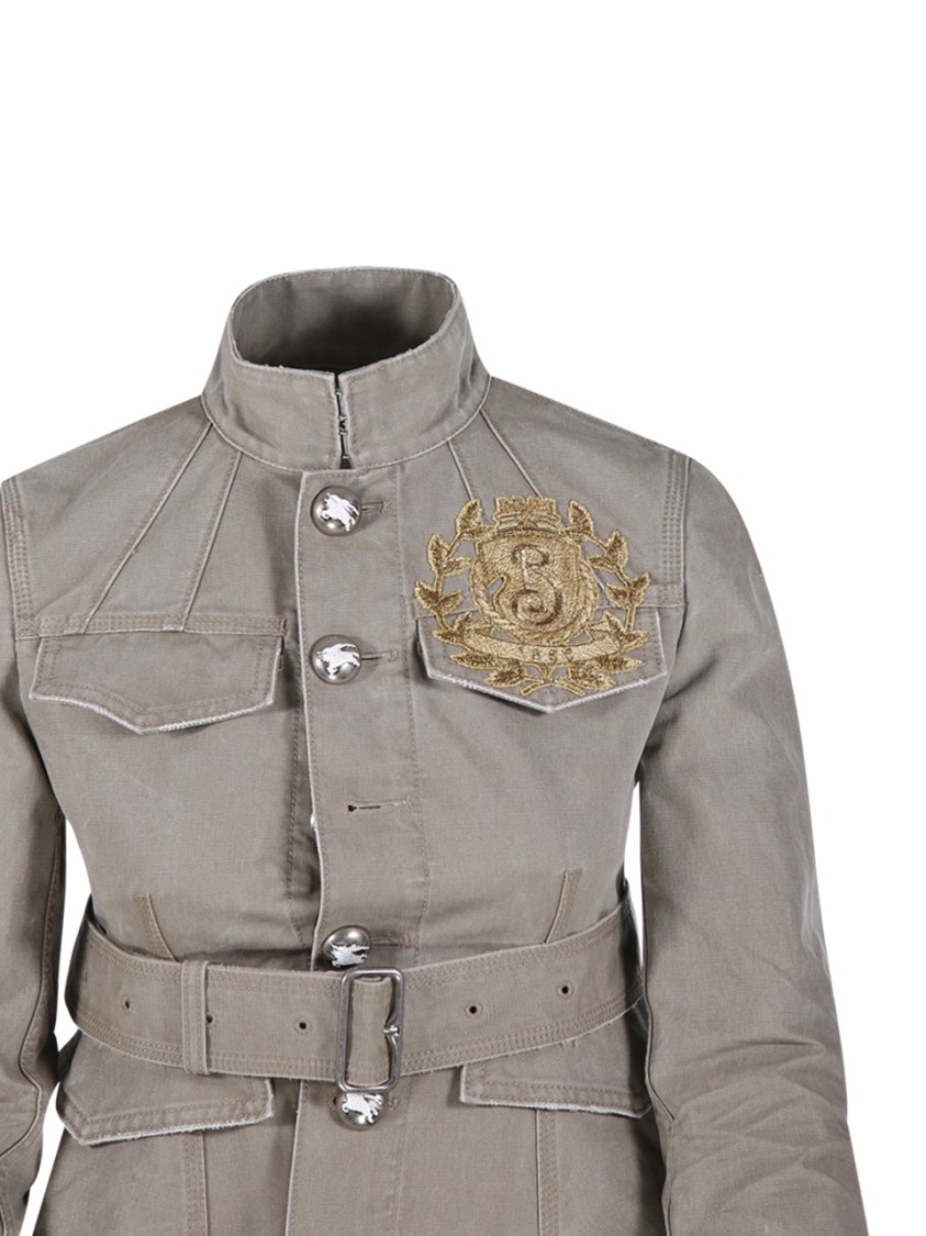 Shop Burberry Cropped Jacket With High Collar In Neutrals