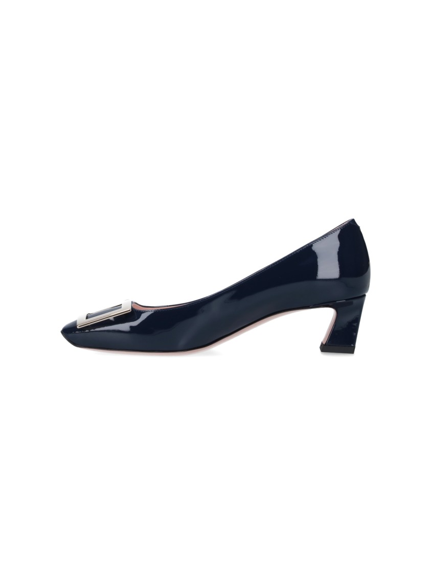 Roger Vivier Blue Patent Slip-on Pumps In Black