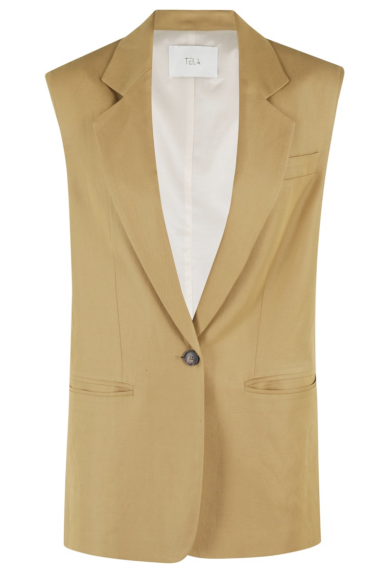 Shop Tela Noto Button-closure Gilet With Front Pockets In Brown