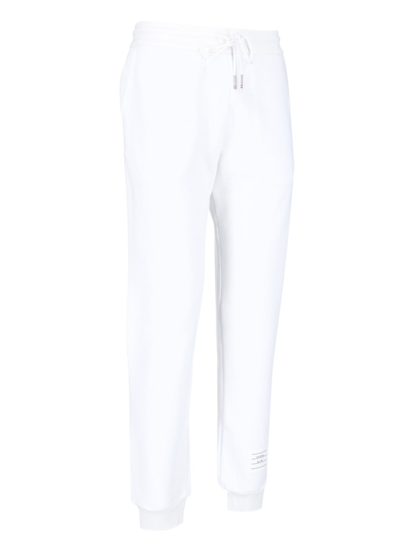Shop Thom Browne Tricolour Detail Sports Trousers – White