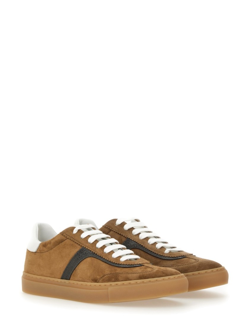 Brunello Cucinelli Leather Sneaker In Brown