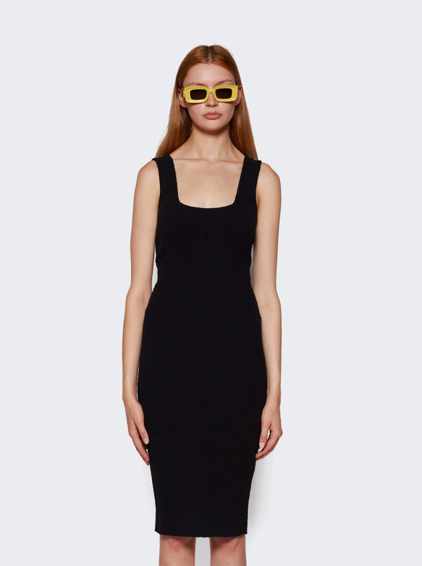 Wardrobe.nyc Textured Ribbed Knit Midi Dress With Square
