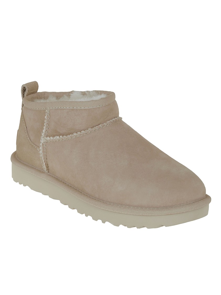 Ugg Sheepskin And Suede Ultra Mini Boots In Gray