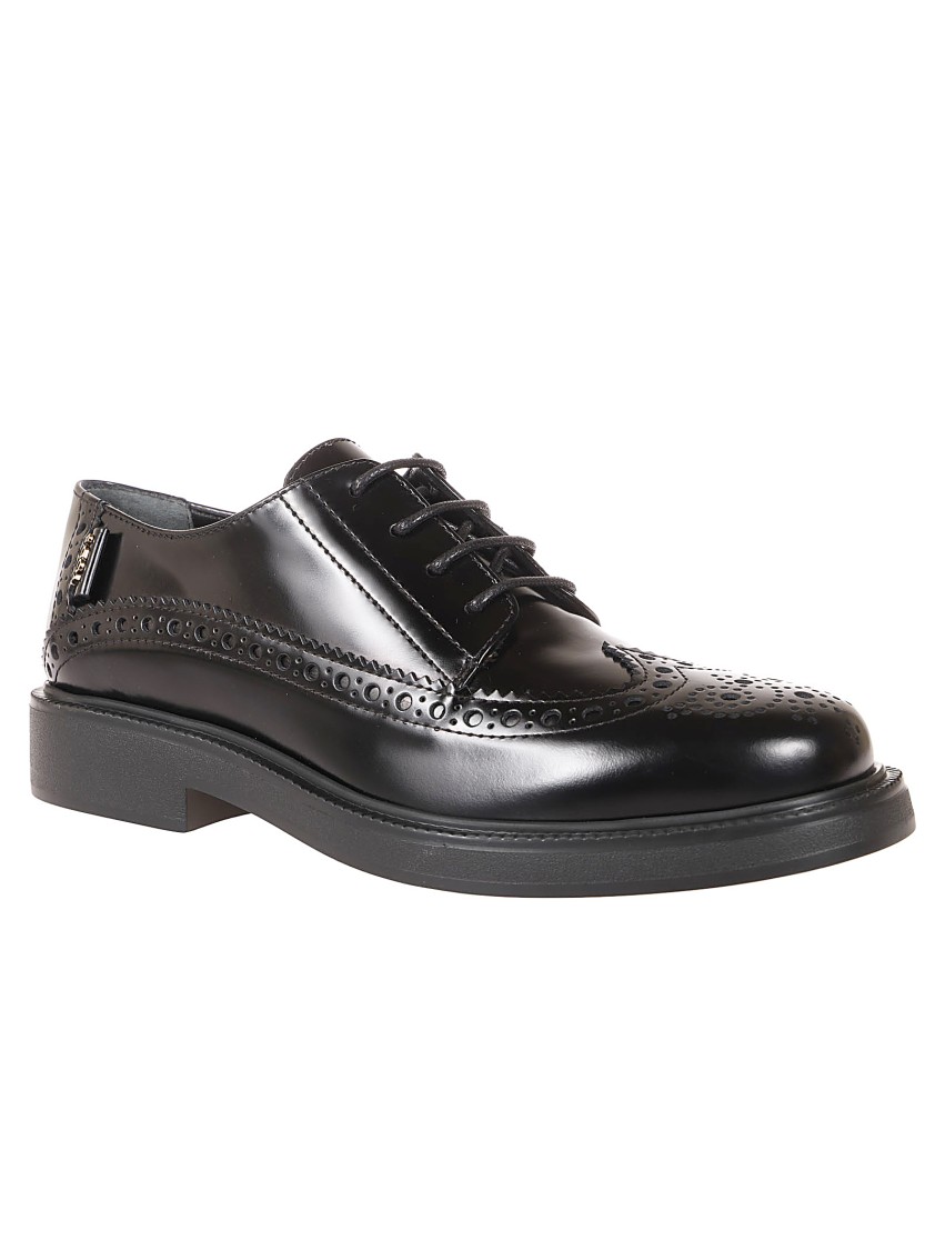 Tod's Brogue Detail Leather Shoes With Sturdy Sole In Black