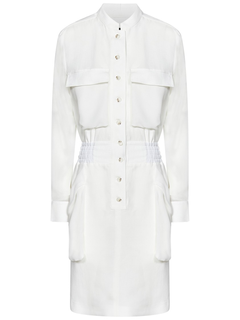 Pinko Mini Shirt Dress With Semi-transparent Georgette Inserts