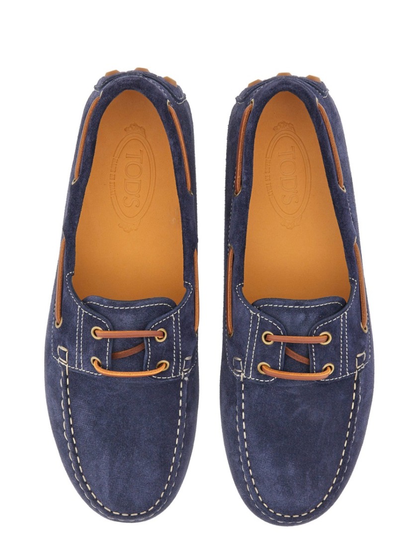 Tod's Classic Blue Calfskin Loafer In Grey