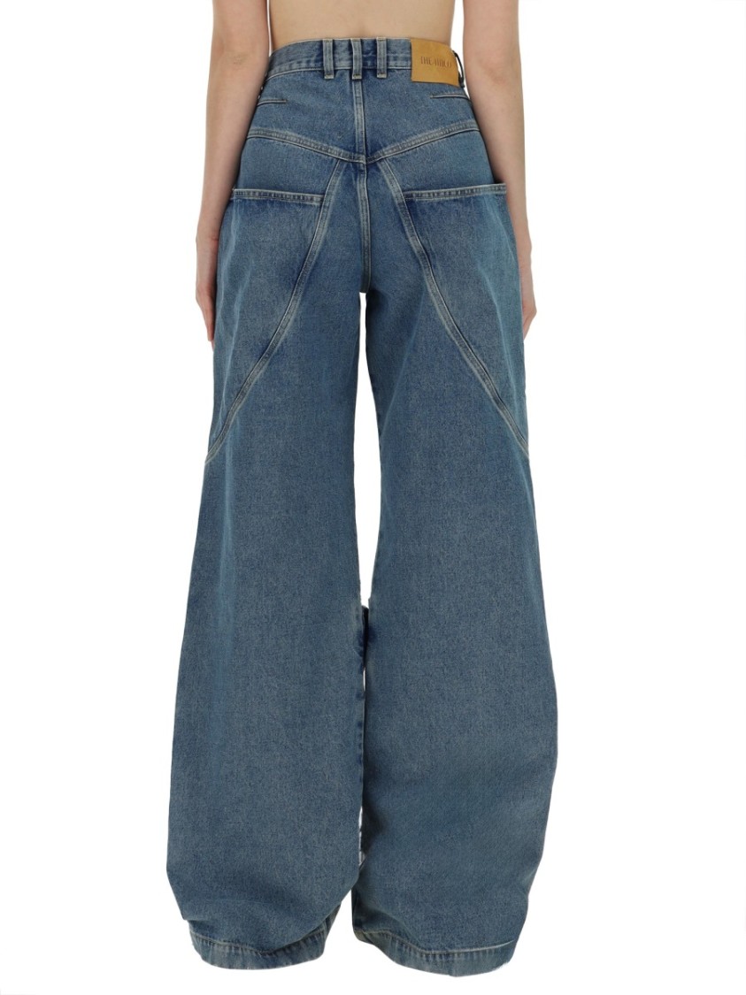 Attico Sky Blue Baggy Jeans With Large Pockets In Blue