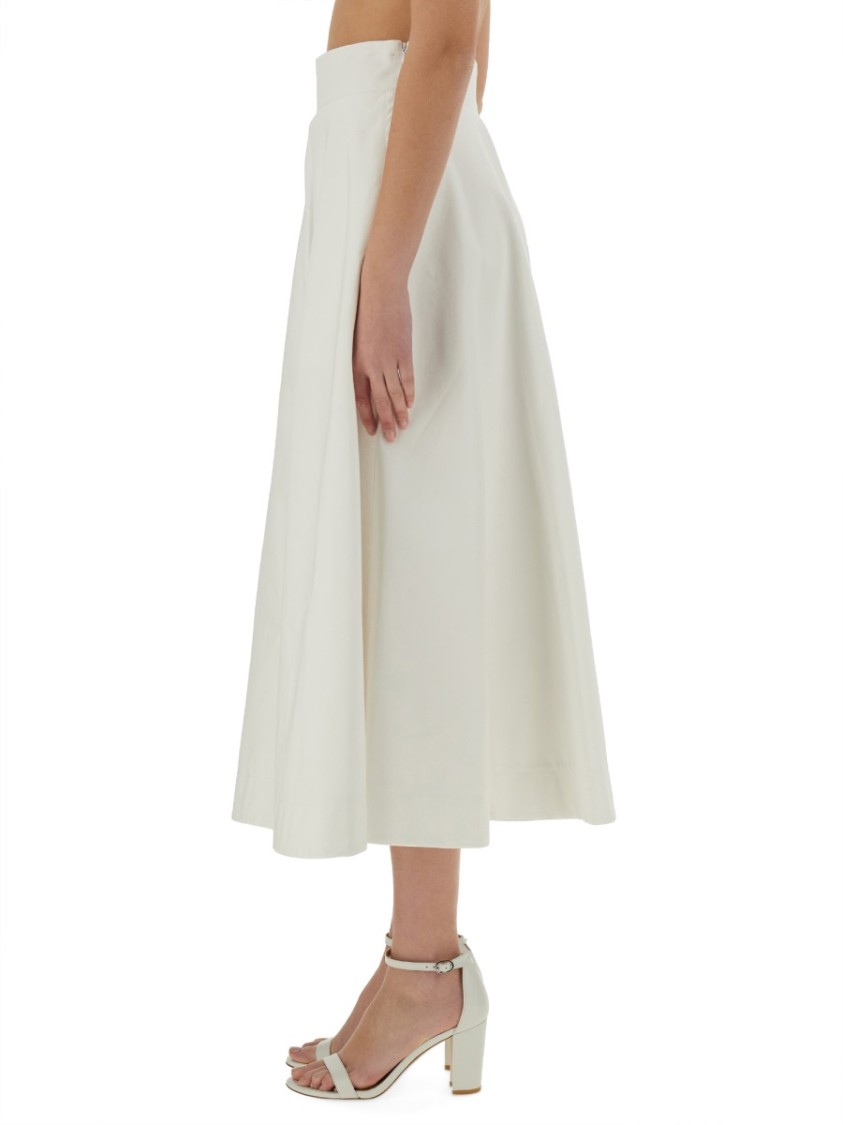 Shop Patou Cotton Gabardine Long Flared Skirt In White
