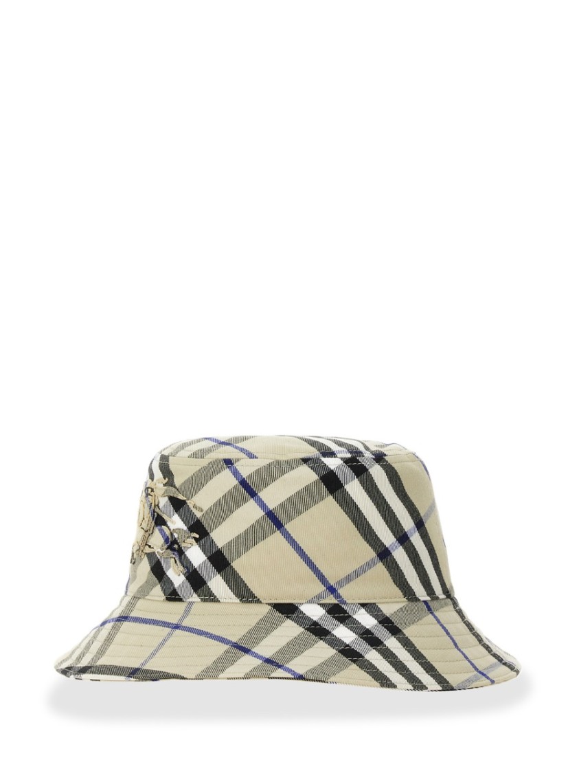 BURBERRY BURBERRY PLAID BUCKET HAT WITH STRUCTURED BRIM AND LOGO